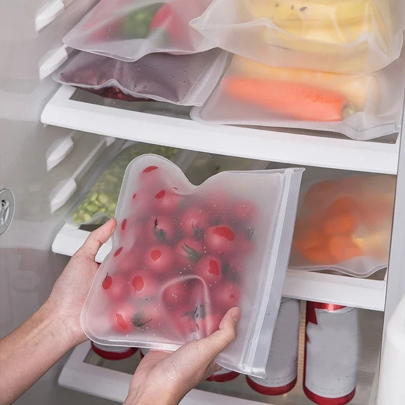 5-Piece Reusable Silicone Food Storage Bags – Leakproof