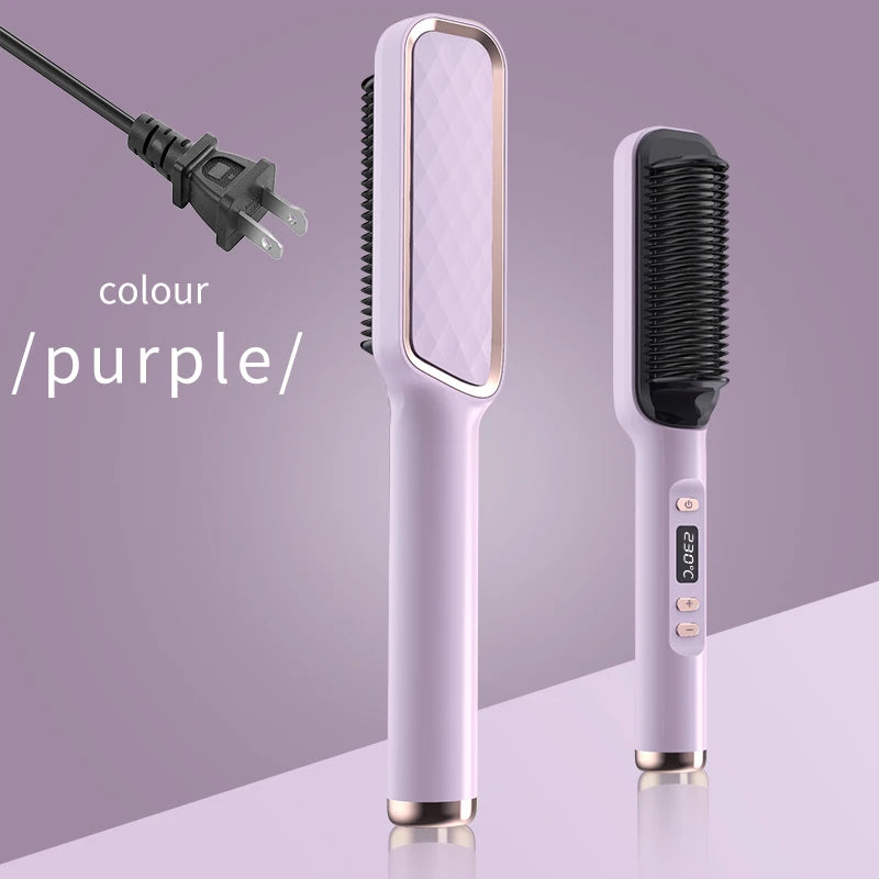 2-in-1 Hot Comb Hair Straightener Brush – Fast Heat, Anti-Scald