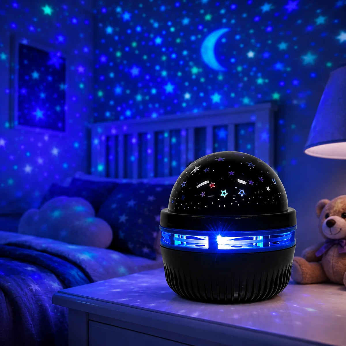 Galaxy Star Projector Night Light – Moon & Stars RGB