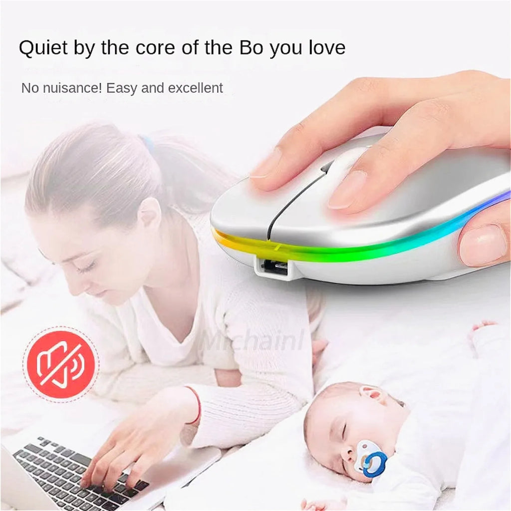 Rechargeable Silent Wireless Mouse – Bluetooth + USB