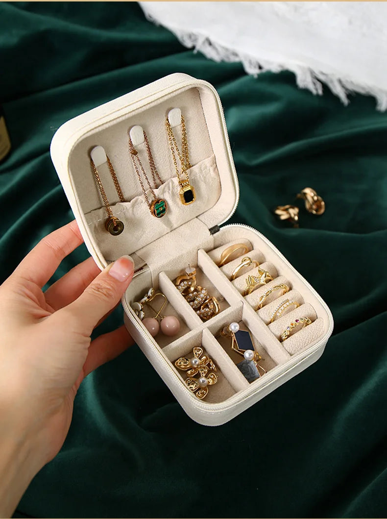Portable Mini Jewelry Travel Case – PU Leather Organizer