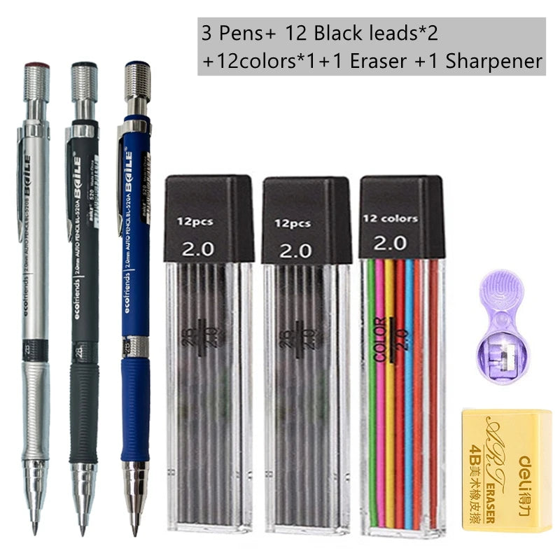 2.0 mm Mechanical Pencil Set with Lead Refills