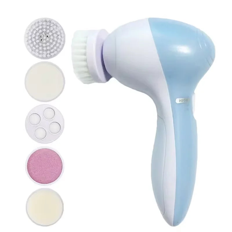 5-in-1 Electric Facial Cleansing Brush – Rechargeable Face Spa