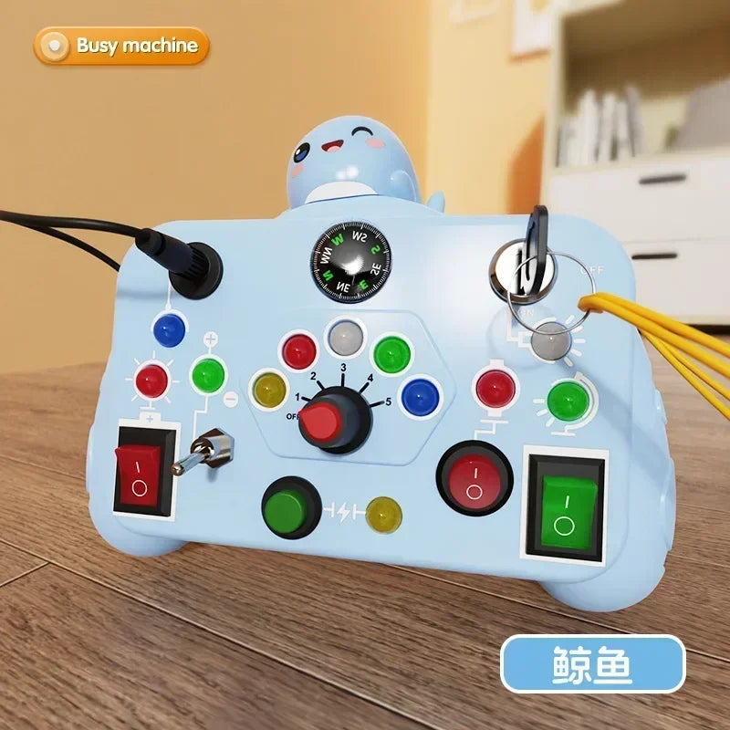 Montessori Busy Board with LED Lights & Switches