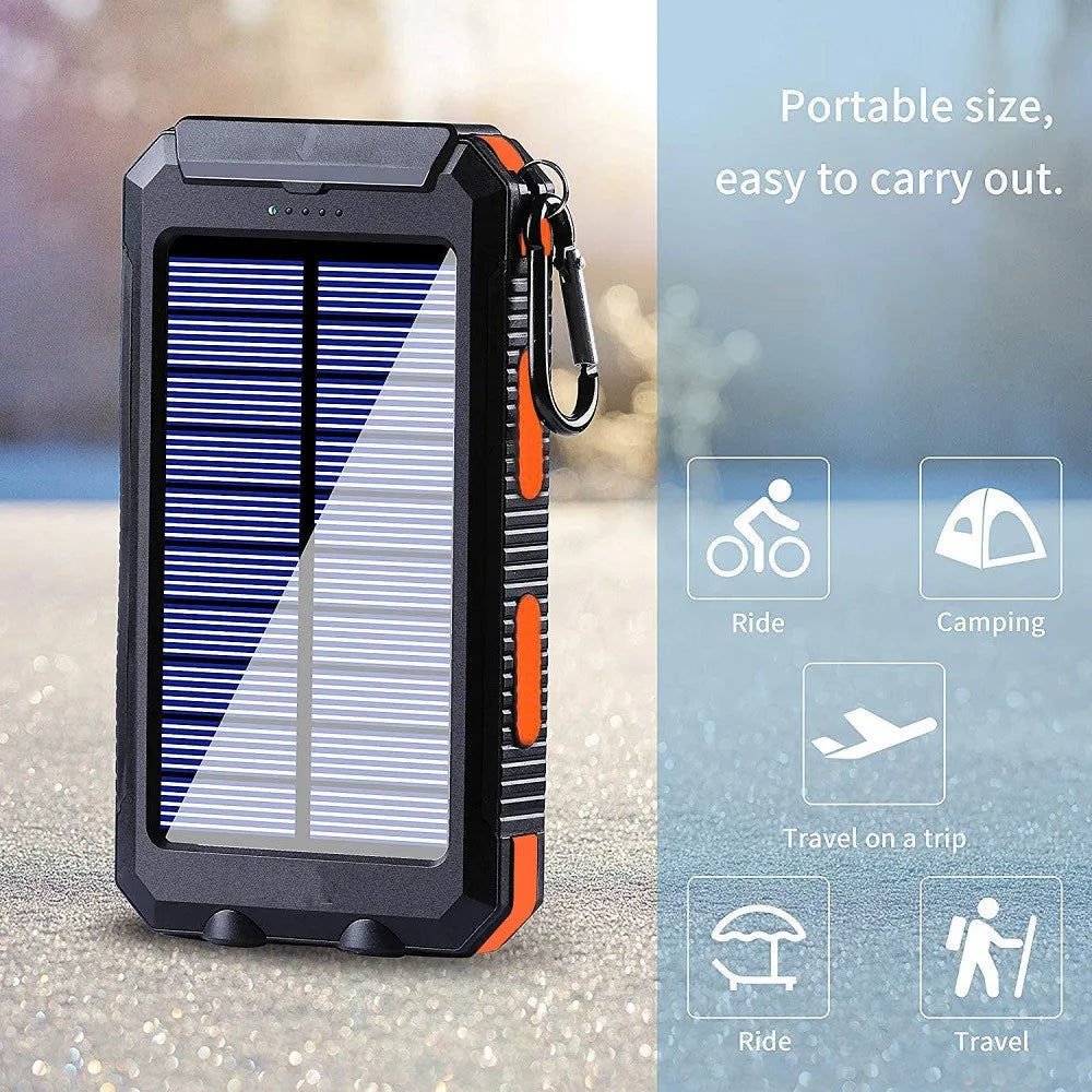 Solar Power Bank with LED Light – Outdoor Portable Charger