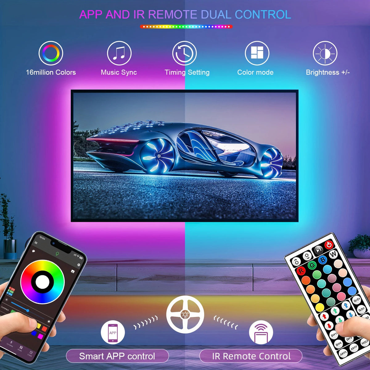 RGB LED Strip Lights – App & Remote Control