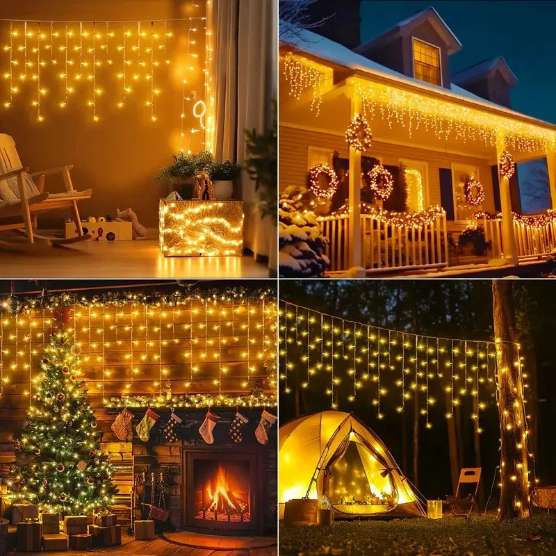 Solar Christmas Icicle Lights – 162 LED, 8 Modes