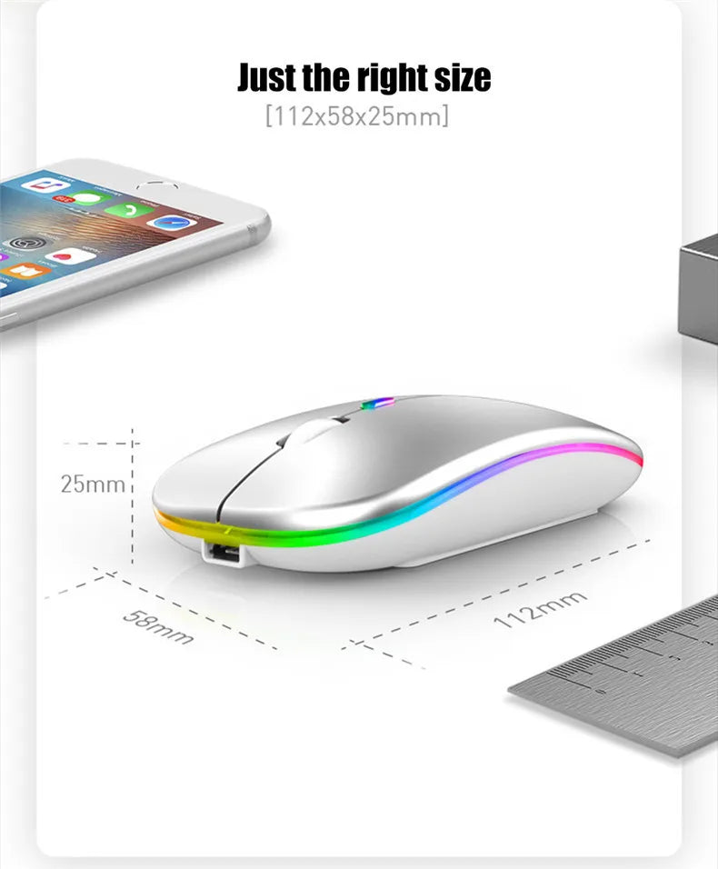Rechargeable Silent Wireless Mouse – Bluetooth + USB