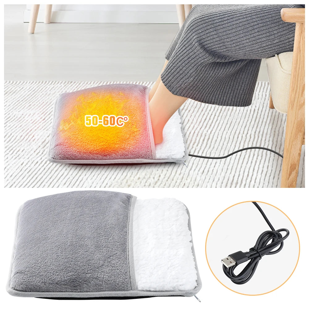 USB Heated Foot Warmer – Soft Plush, Washable