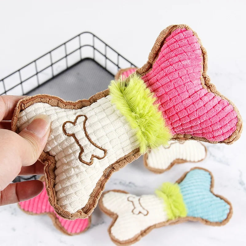 Plush Squeaky Dog Bone Toy