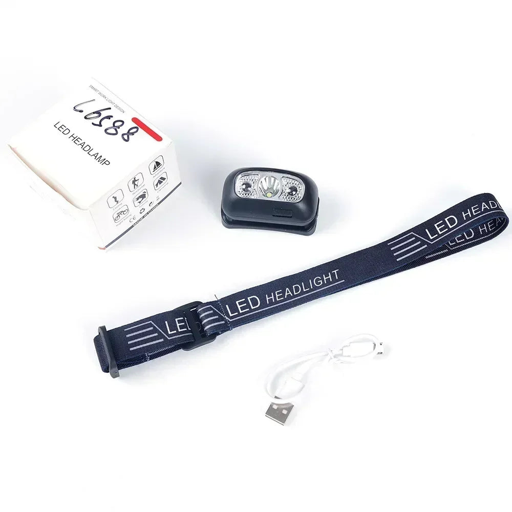 Rechargeable LED Headlamp with Motion Sensor – Super Bright