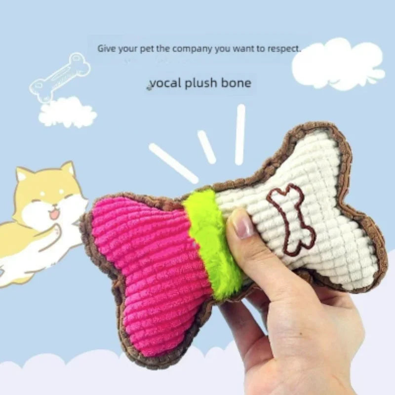 Plush Squeaky Dog Bone Toy