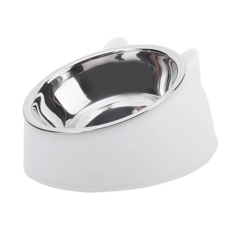 Tilted Stainless Steel Double Pet Bowl