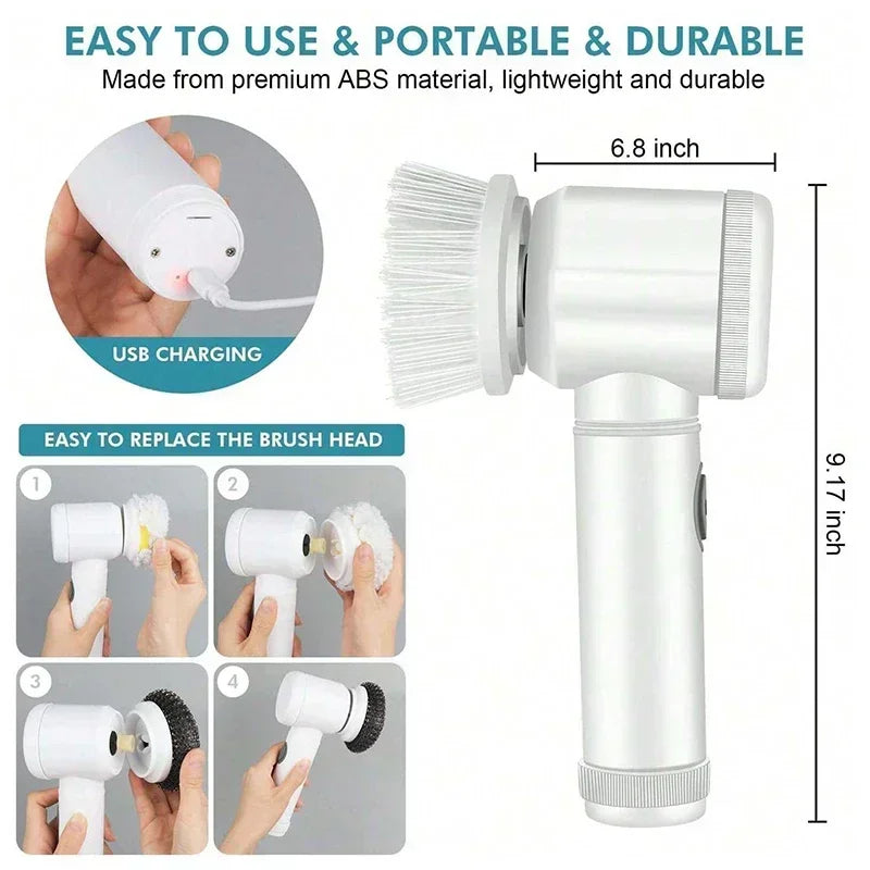 5-in-1 Electric Spin Scrubber – Bathroom & Tile Brush