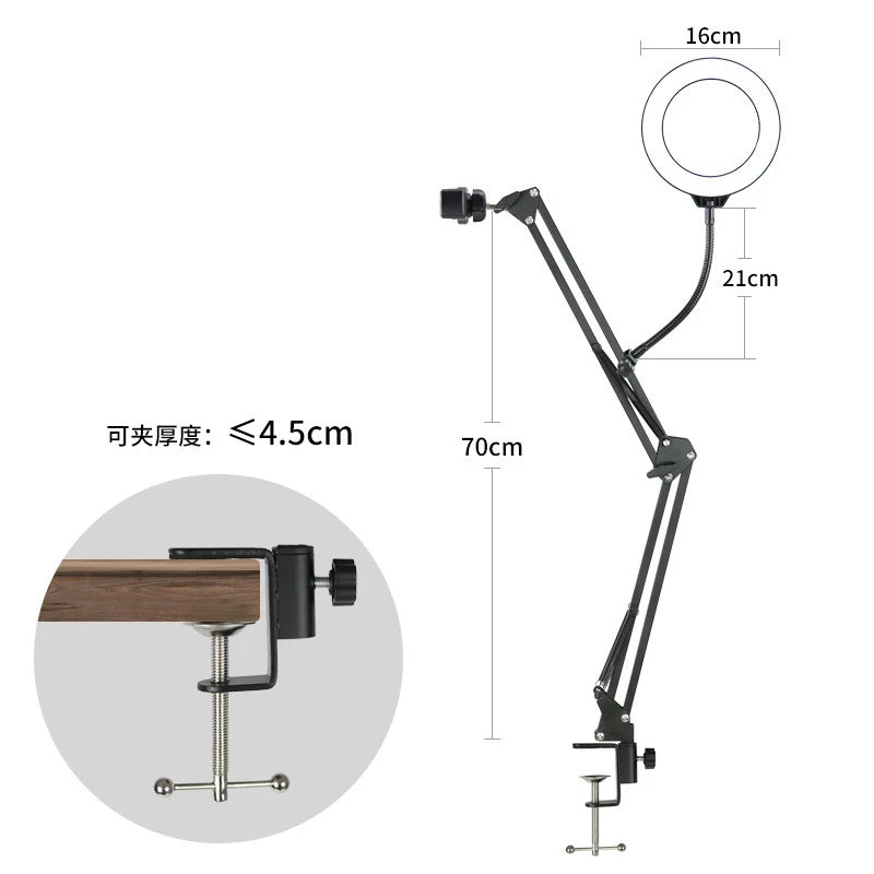 Overhead Phone Tripod with Ring Light – Desk Mount for Filming