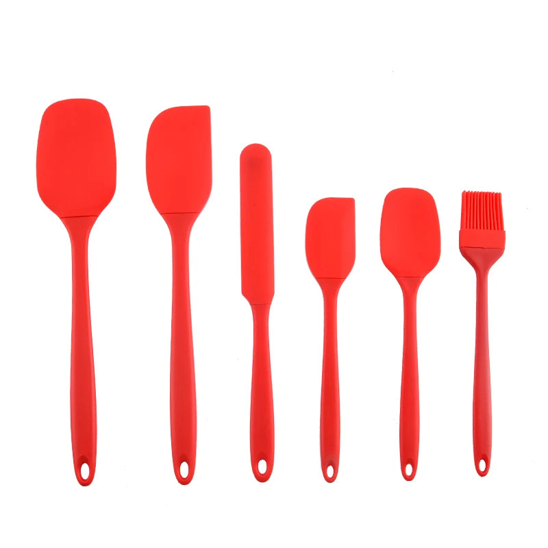 6-Piece Silicone Baking Utensil Set – Spatulas, Scraper & Brush