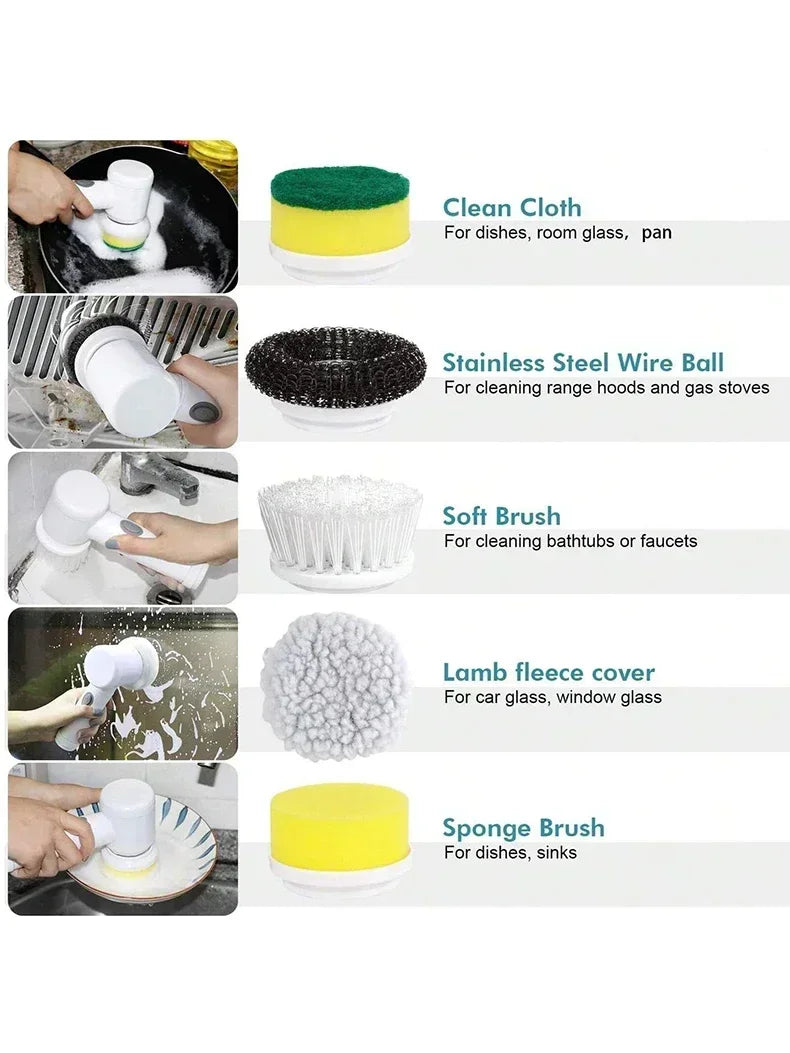 5-in-1 Electric Spin Scrubber – Bathroom & Tile Brush