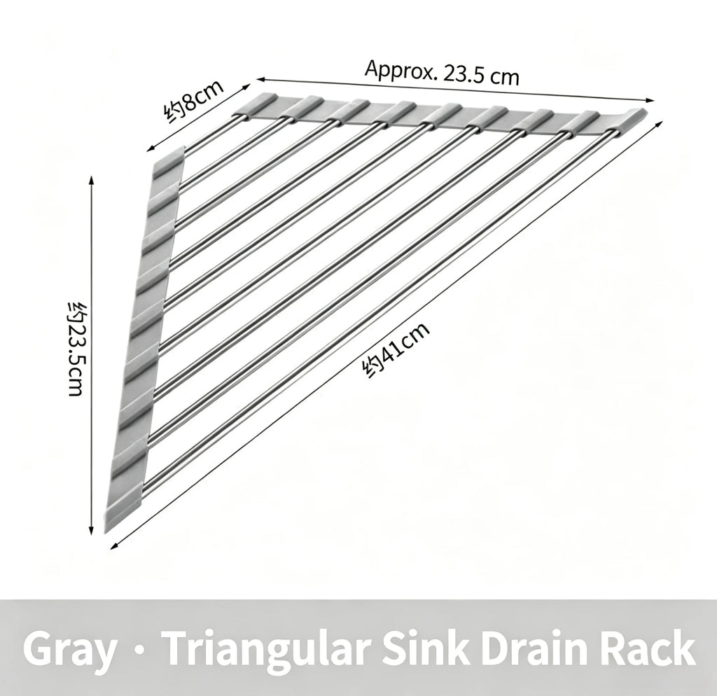 Roll-Up Over-the-Sink Dish Drying Rack – Foldable Stainless Steel