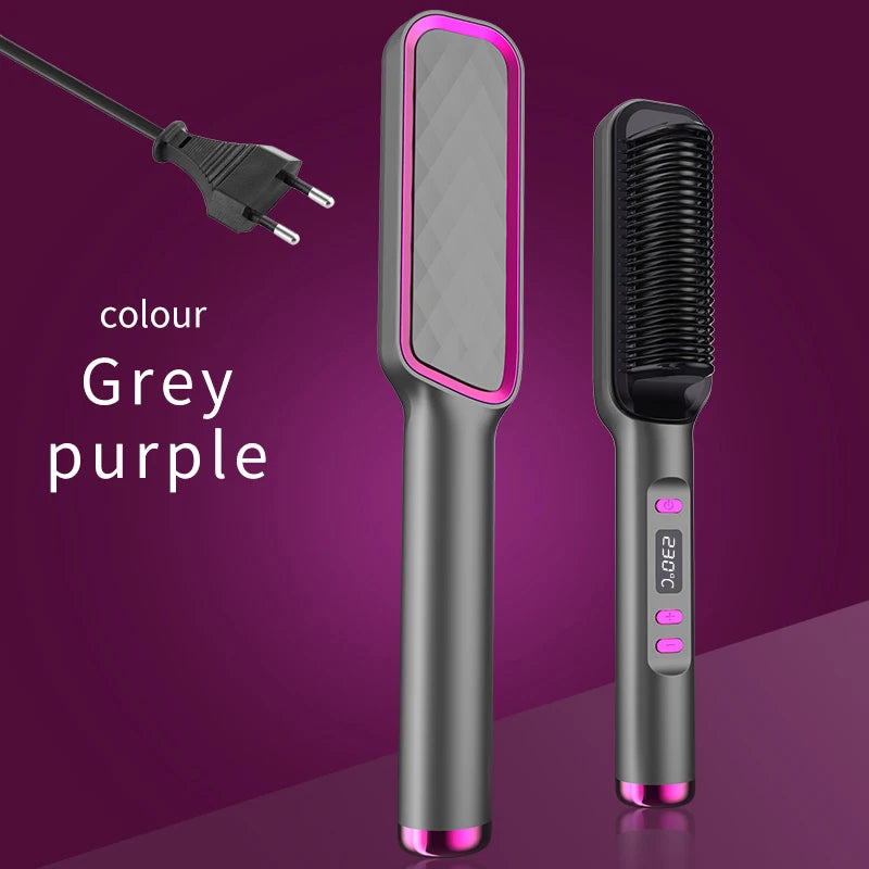 2-in-1 Hot Comb Hair Straightener Brush – Fast Heat, Anti-Scald