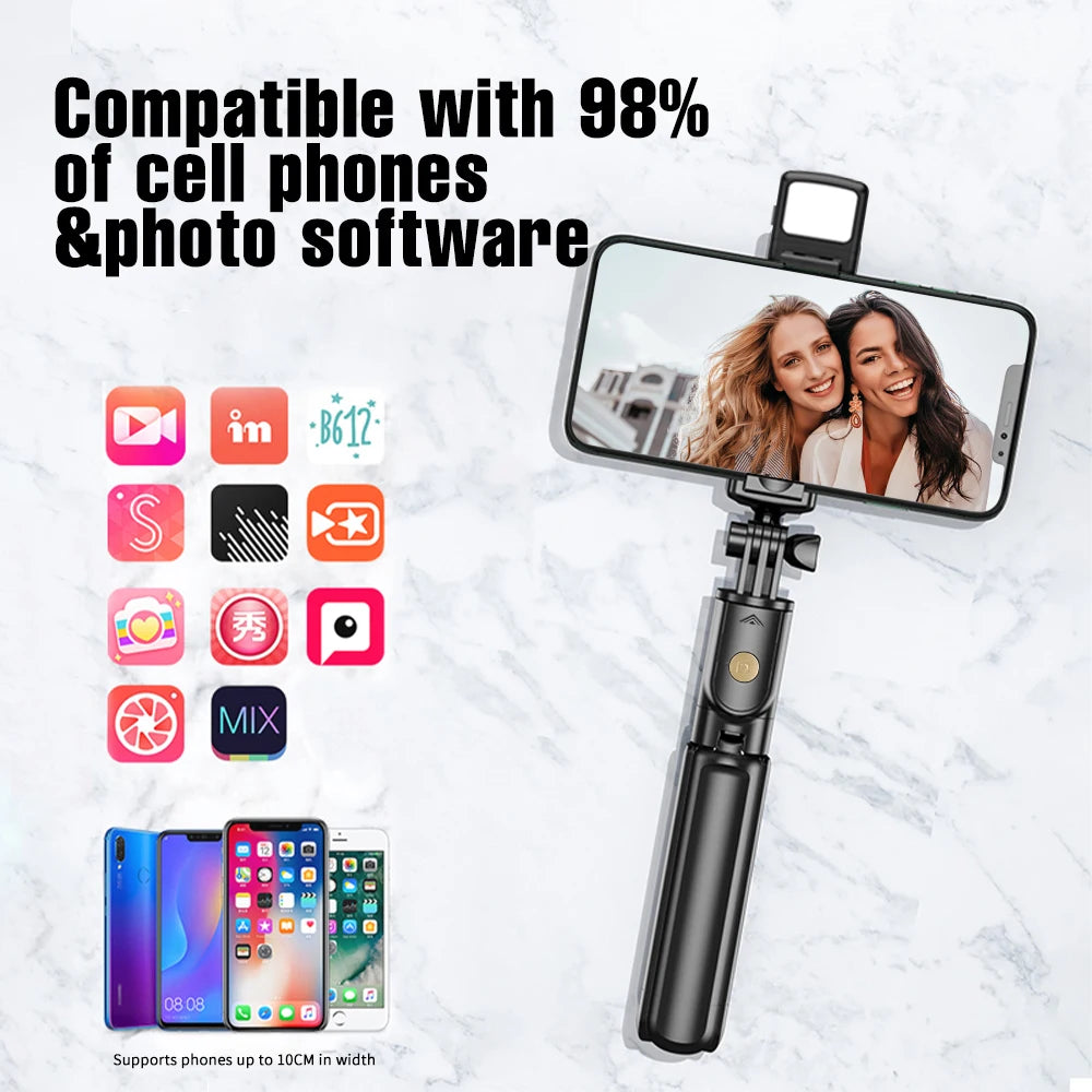 Selfie Stick Tripod with Fill Light – Wireless Remote