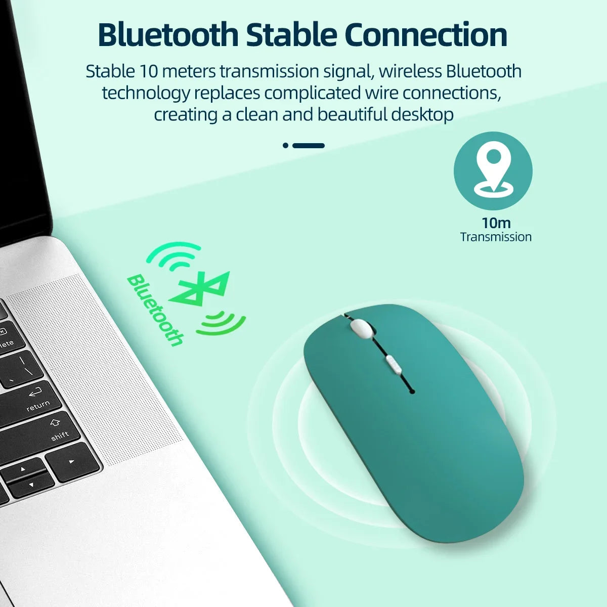 Silent Wireless Bluetooth Mouse – Slim & Portable