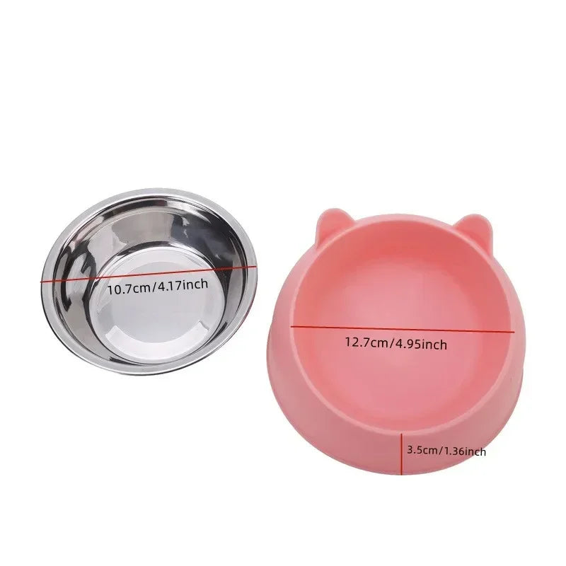 Tilted Stainless Steel Double Pet Bowl