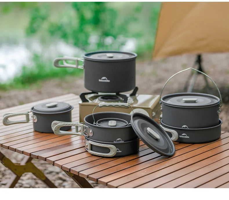 Camping Cookware Mess Kit – Portable Pot & Frying Pan Set