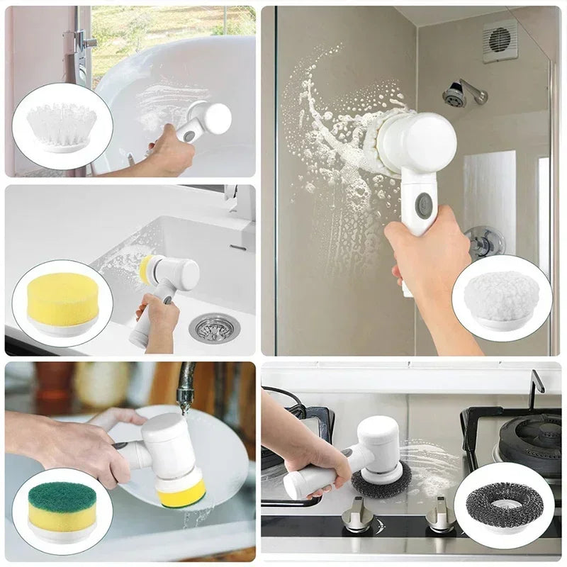 5-in-1 Electric Spin Scrubber – Bathroom & Tile Brush