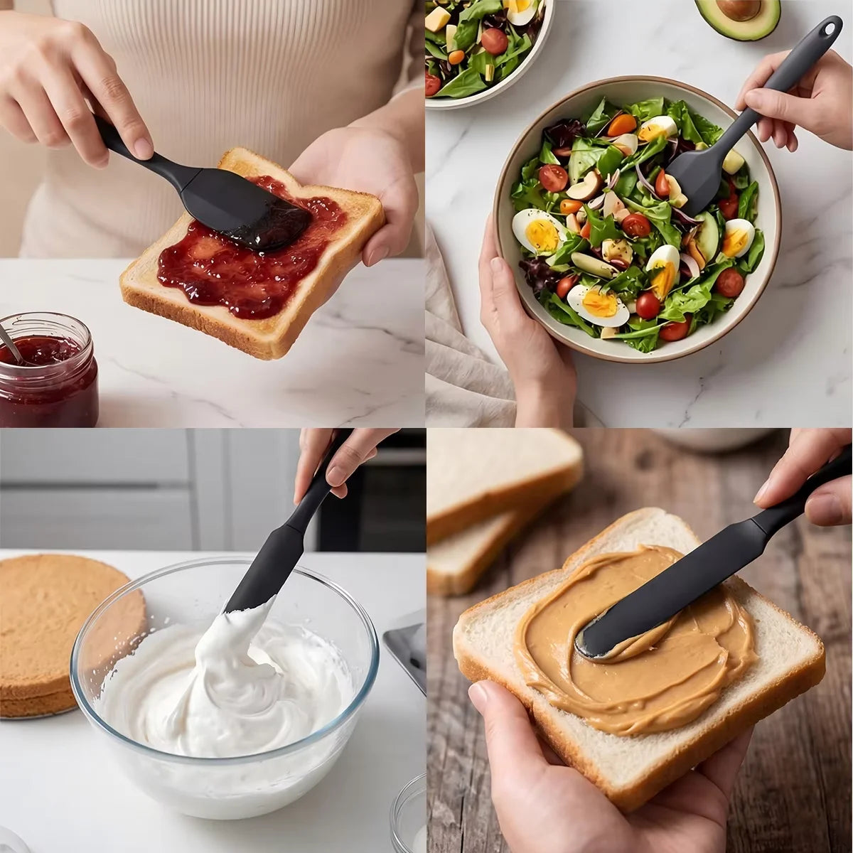 6-Piece Silicone Baking Utensil Set – Spatulas, Scraper & Brush