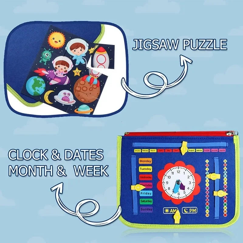 Montessori Felt Busy Book – Quiet Travel Activity Toy