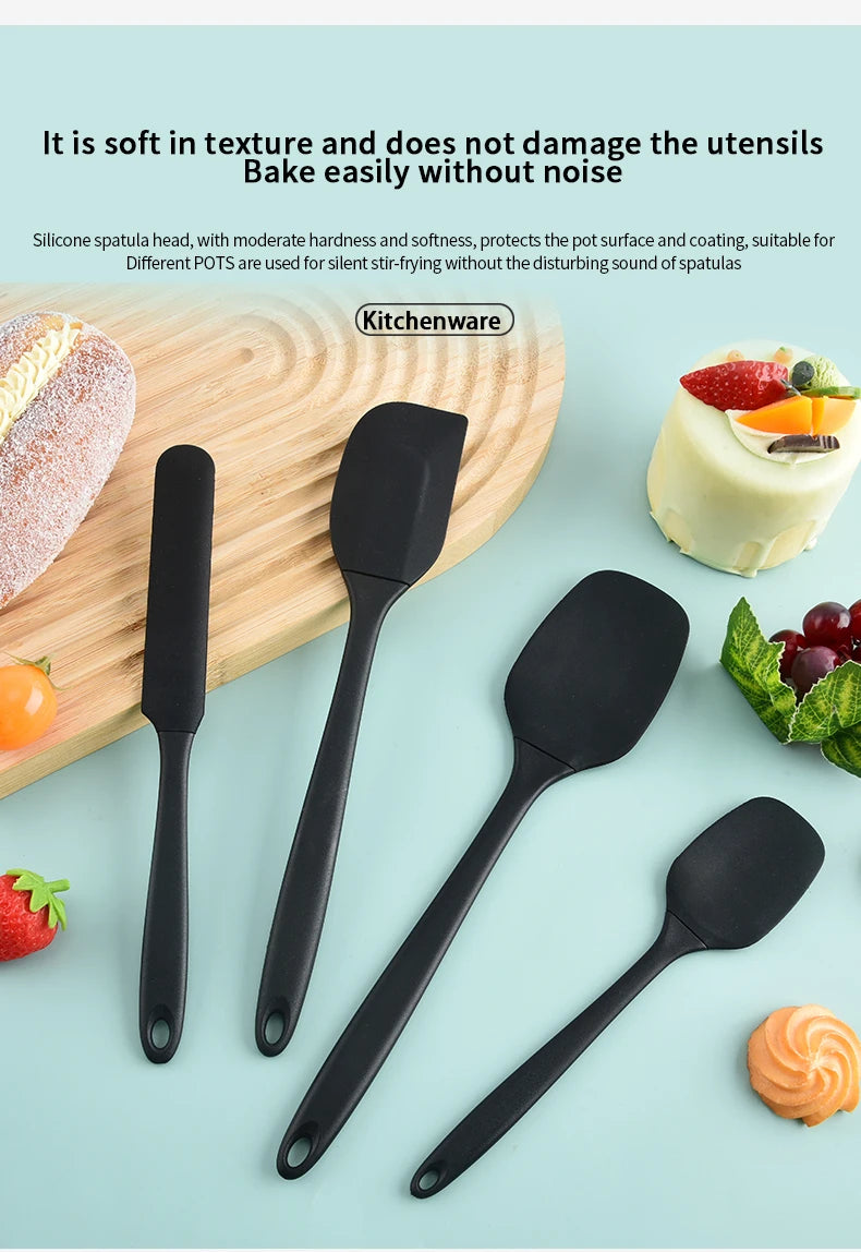 6-Piece Silicone Baking Utensil Set – Spatulas, Scraper & Brush