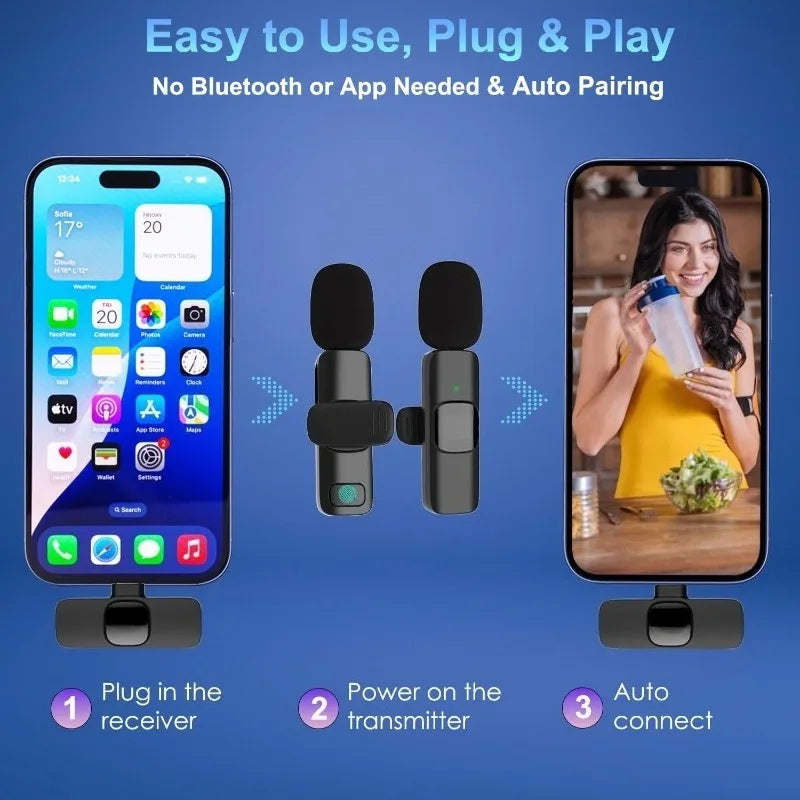 Wireless Lavalier Microphone – Noise Cancelling Mini Mic for Vlogging