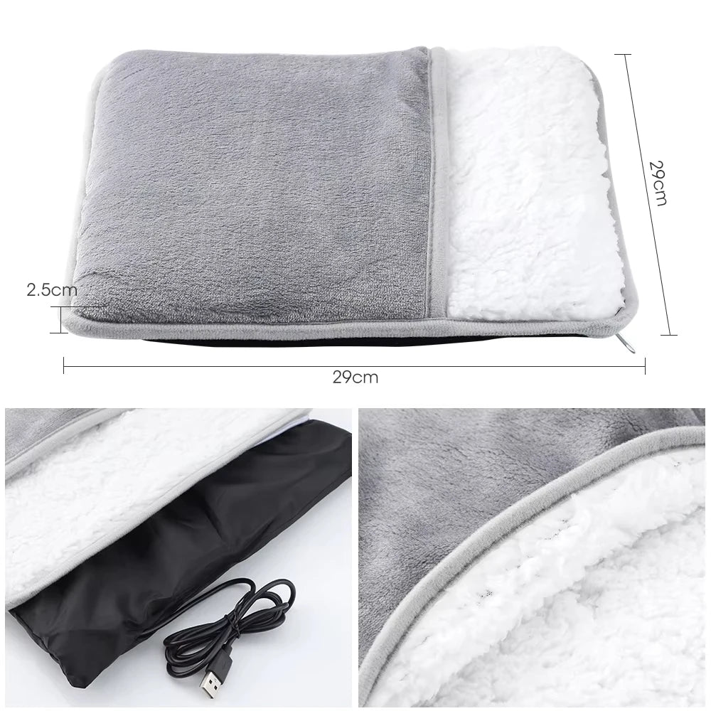 USB Heated Foot Warmer – Soft Plush, Washable