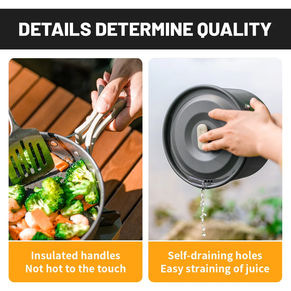 Camping Cookware Mess Kit – Portable Pot & Frying Pan Set