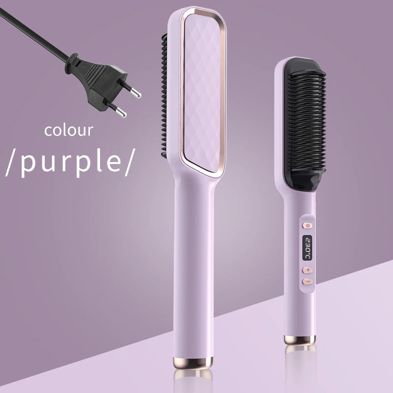 2-in-1 Hot Comb Hair Straightener Brush – Fast Heat, Anti-Scald