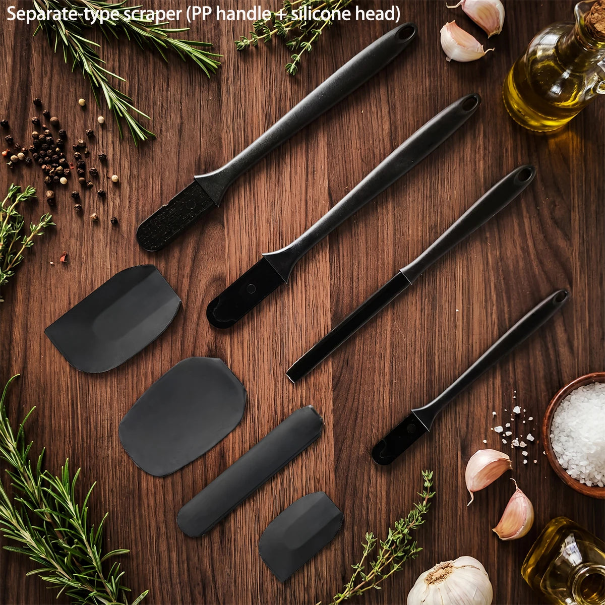 6-Piece Silicone Baking Utensil Set – Spatulas, Scraper & Brush
