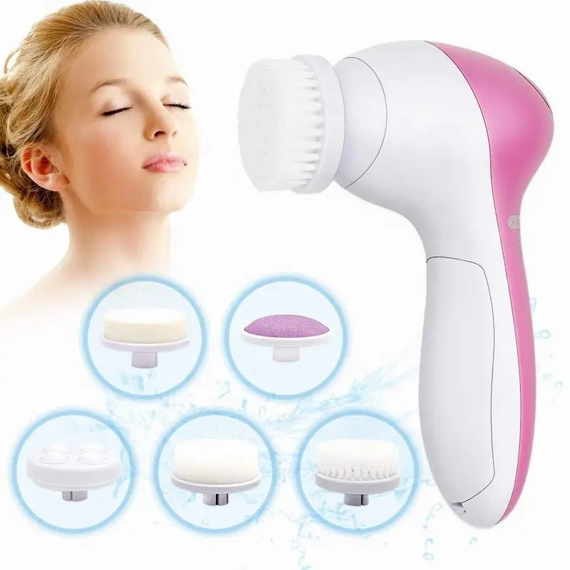 5-in-1 Electric Facial Cleansing Brush – Rechargeable Face Spa