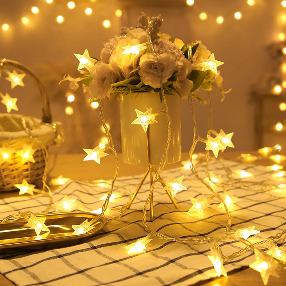 LED Star Fairy Lights – Indoor/Outdoor String Garland