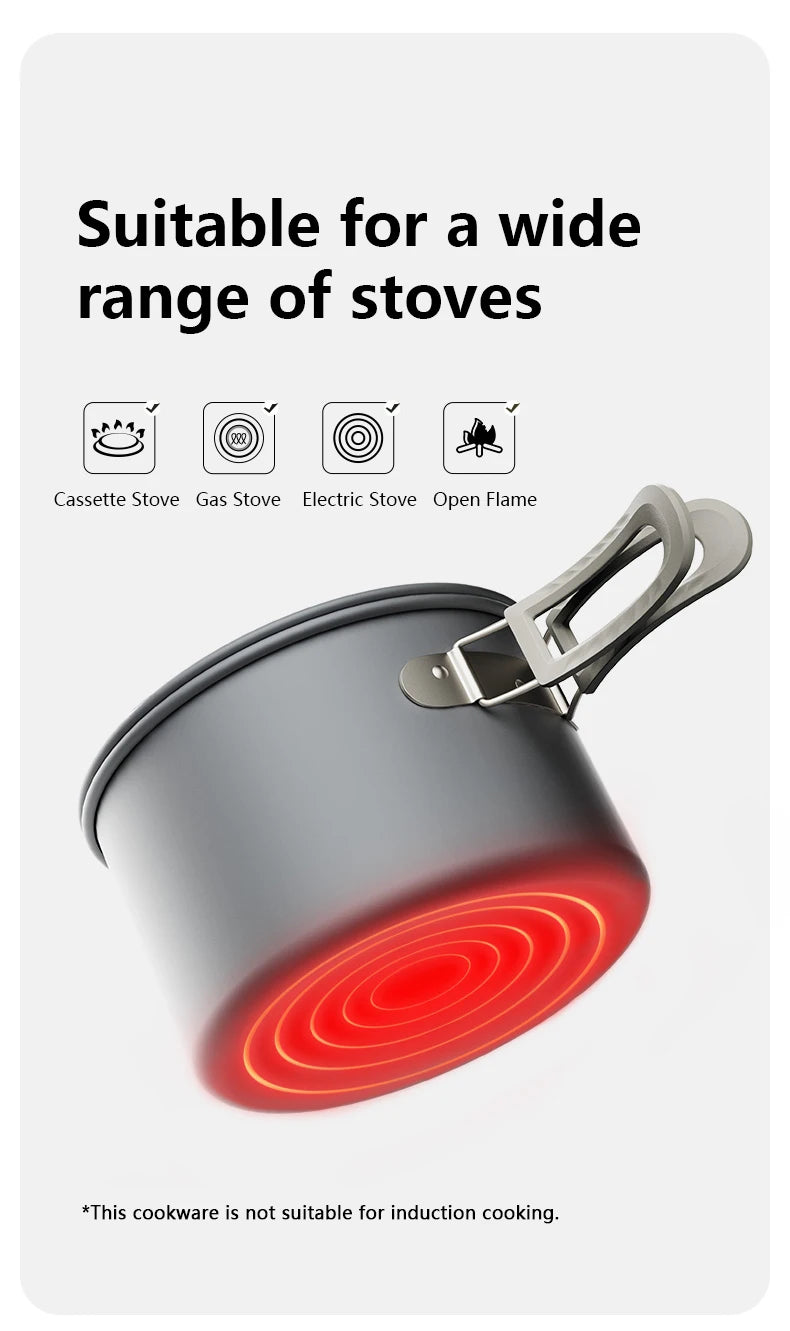 Camping Cookware Mess Kit – Portable Pot & Frying Pan Set