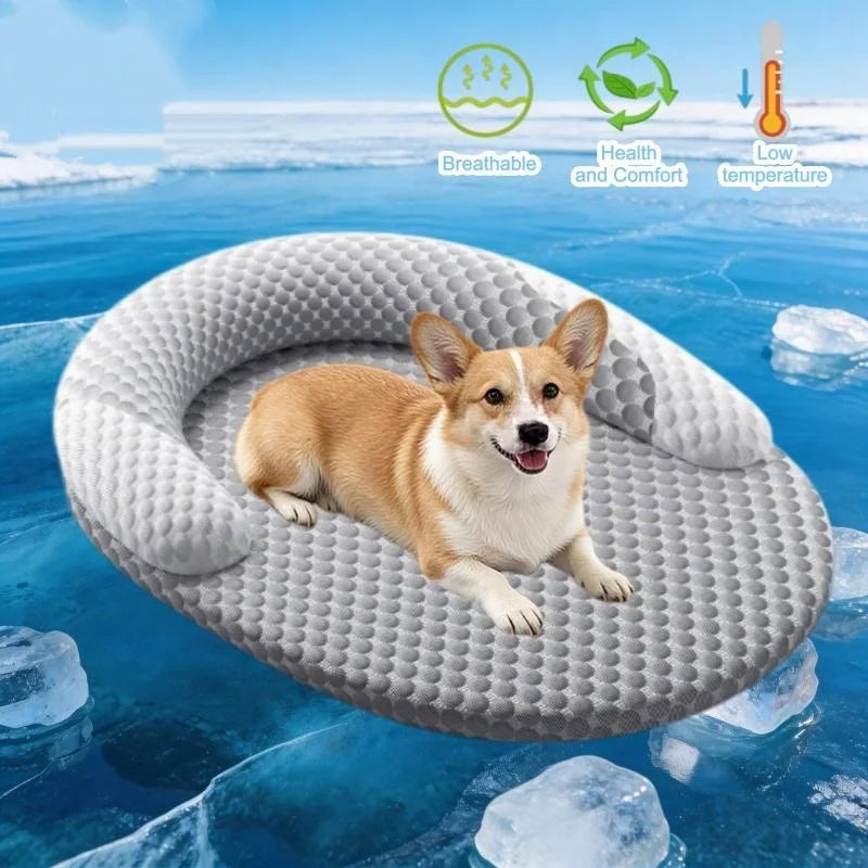 Cooling Ice-Silk Pet Bed – Breathable
