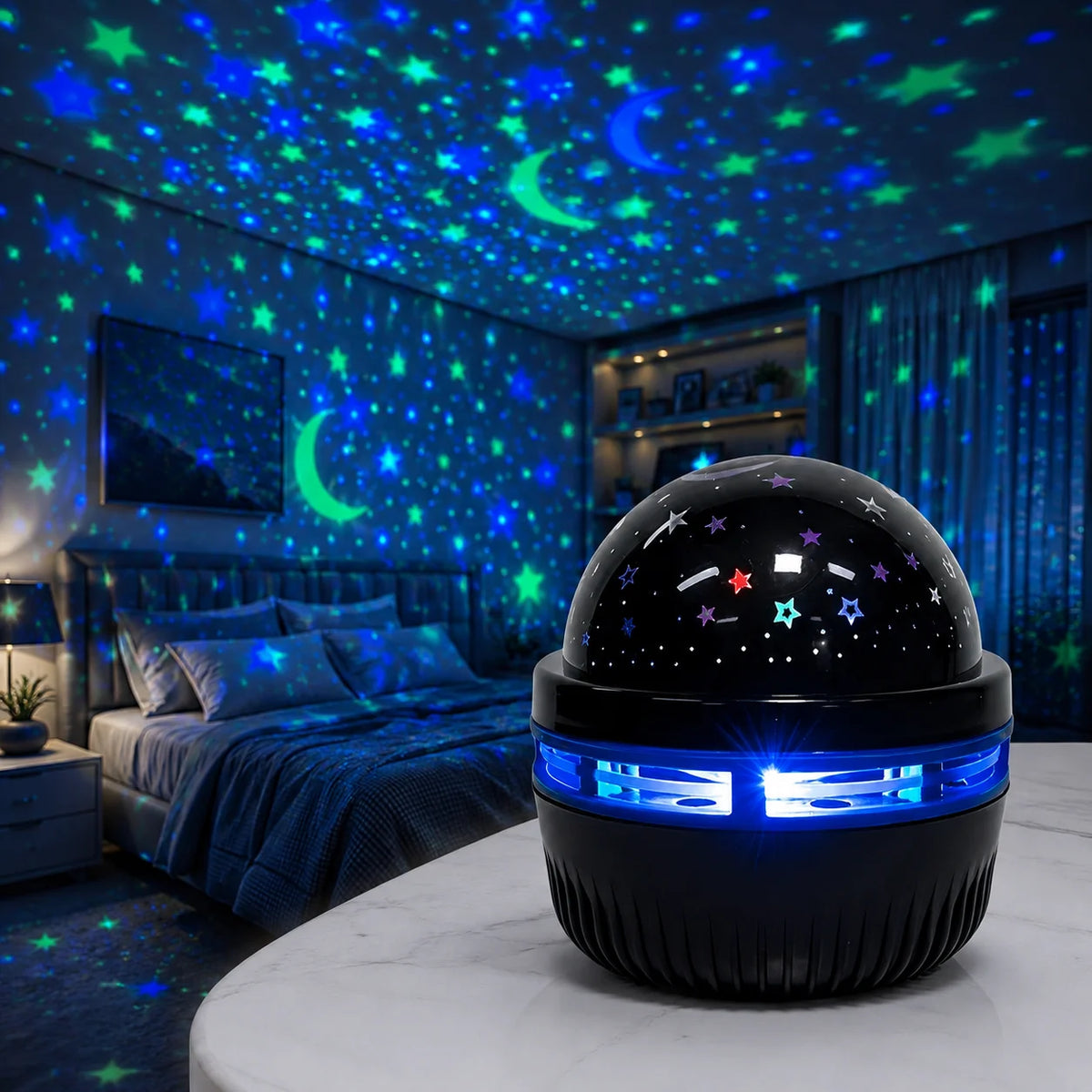 Galaxy Star Projector Night Light – Moon & Stars RGB