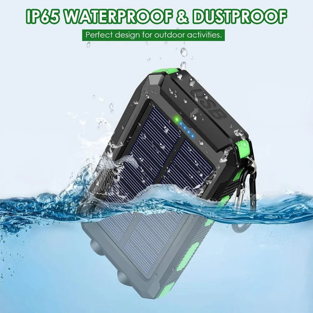 Solar Power Bank with LED Light – Outdoor Portable Charger