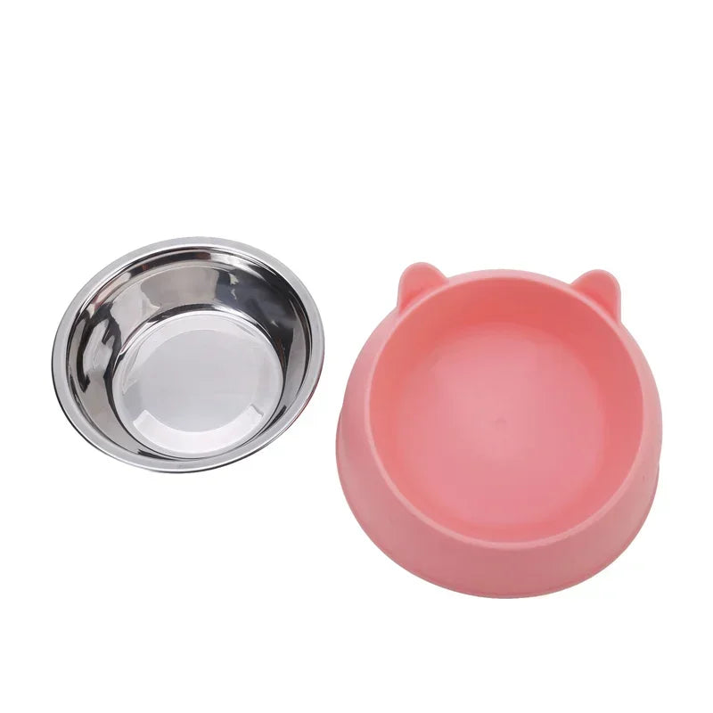 Tilted Stainless Steel Double Pet Bowl