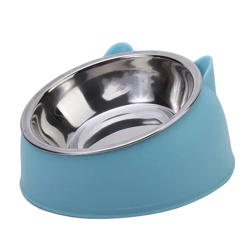 Tilted Stainless Steel Double Pet Bowl
