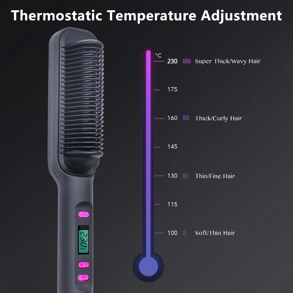2-in-1 Hot Comb Hair Straightener Brush – Fast Heat, Anti-Scald