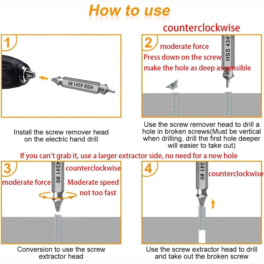 6-Piece Screw Extractor Set – Remove Stripped Screws