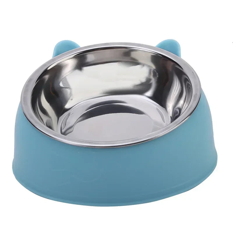 Tilted Stainless Steel Double Pet Bowl