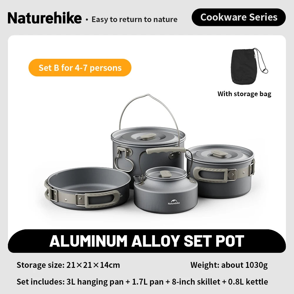 Camping Cookware Mess Kit – Portable Pot & Frying Pan Set