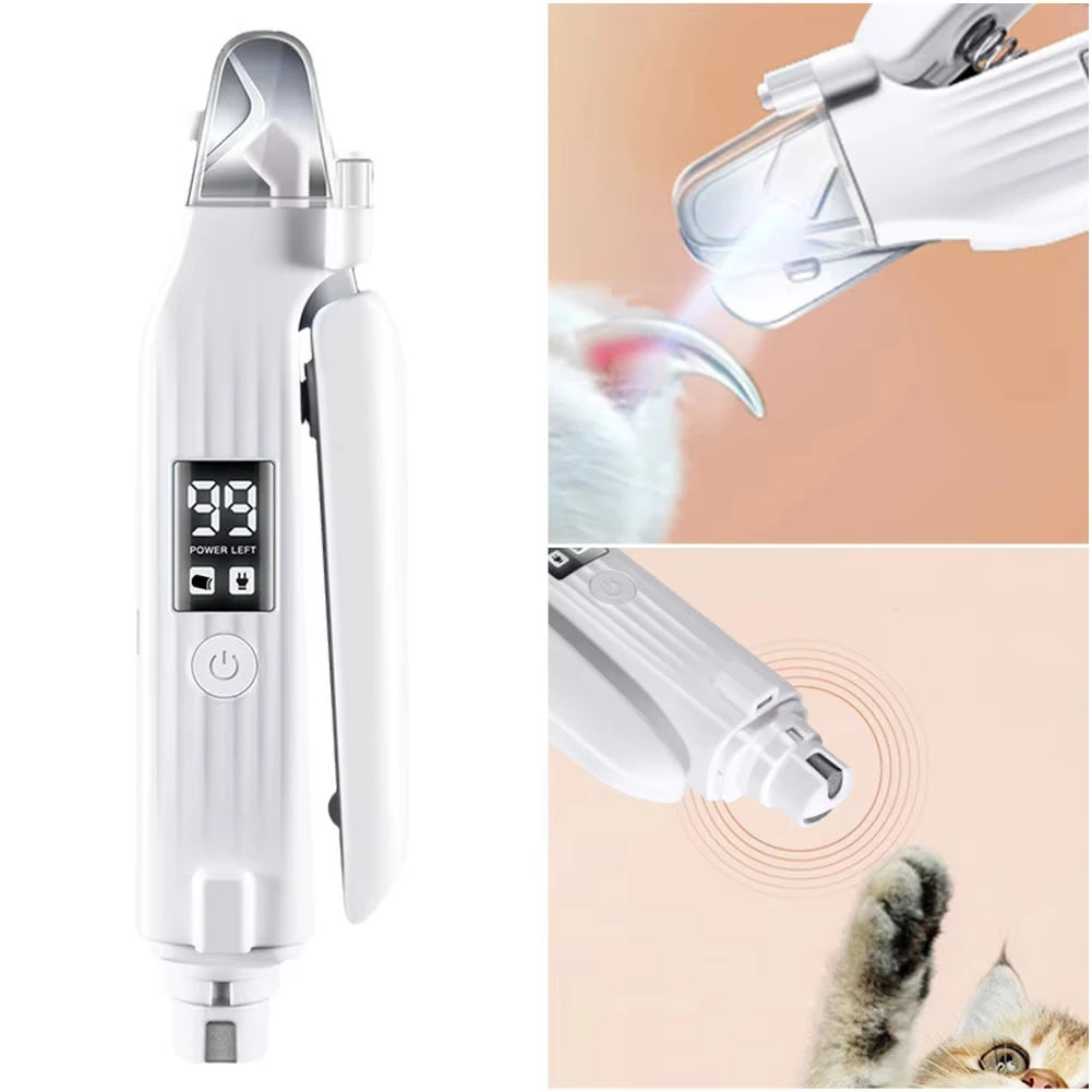 2-in-1 Electric Pet Nail Trimmer with LED Light