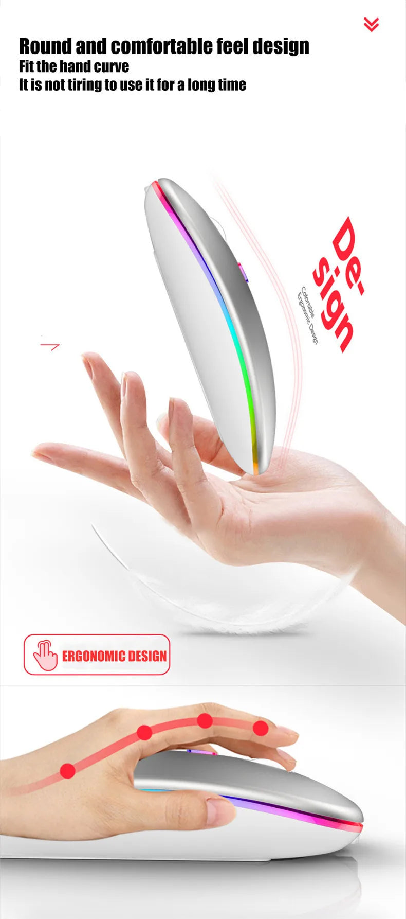 Rechargeable Silent Wireless Mouse – Bluetooth + USB